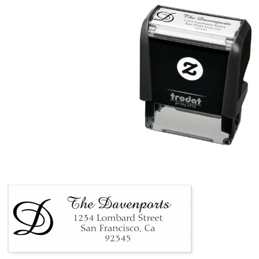 Script Monogram-Rücksendeadresse Permastempel (Beispiel)