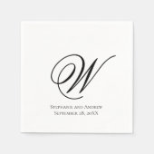 Script Monogram Schwarz-weiß Elegant Wedding Serviette (Vorderseite)