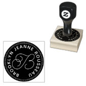 Script Monogram Schwarz-weiß Gummistempel (Stempel)