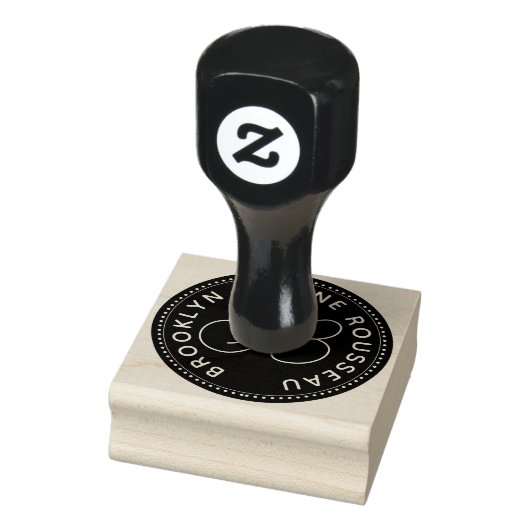 Script Monogram Schwarz-weiß Gummistempel (Stempel)