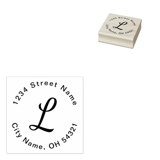 Script Monogram Simple Rücksendeadresse Gummistempel (Stempel)