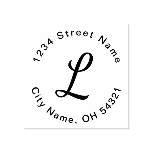 Script Monogram Simple Rücksendeadresse Gummistempel (Prägung)