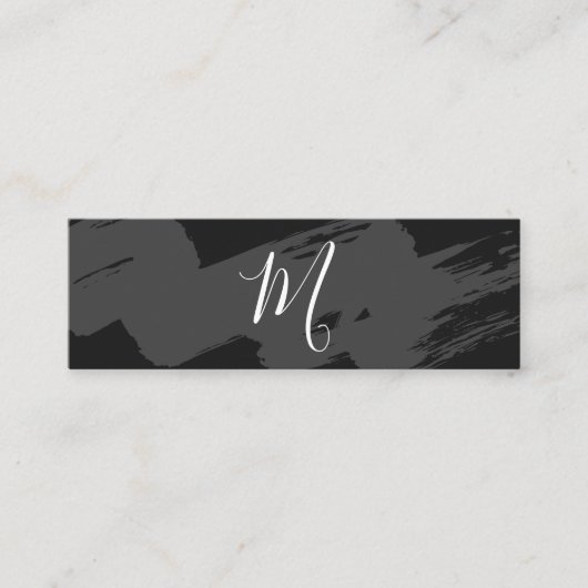 Script Monogram / Sleek Gray Brushed Mini Visitenkarte (Vorderseite)