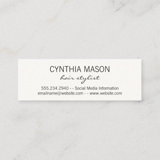Script Monogram / Sleek Gray Brushed Mini Visitenkarte (Rückseite)