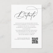 Script Monogram Wedding Details White QR Code Begleitkarte (Vorderseite)