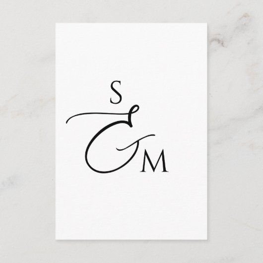 Script Monogram Wedding Details White QR Code Begleitkarte (Rückseite)
