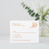 Script Monogram Wedding RSVP Card (Orange) Karte (Stehend Vorderseite)