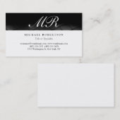 Script Monogram White Black Pattern Business Card Visitenkarte (Vorne/Hinten)