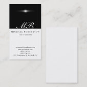 Script Monogram White Black Pattern Business Card Visitenkarte (Vorne/Hinten)