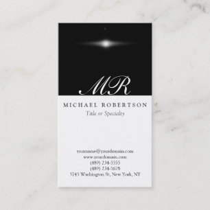 Script Monogram White Black Pattern Business Card Visitenkarte