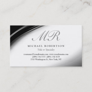 Script Monogram White Black Pattern Business Card Visitenkarte