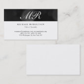 Script Monogram White Black Pattern Business Card Visitenkarte (Vorne/Hinten)