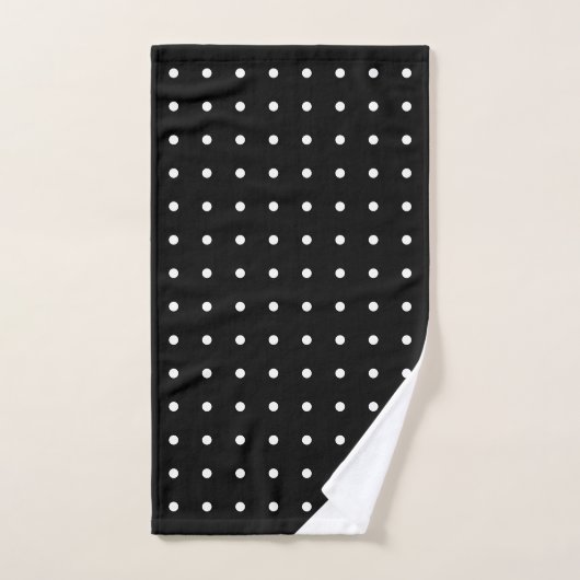Script Monogram White on Black Polka Dot Pattern Badhandtuch Set (Handtuch)