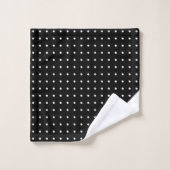Script Monogram White on Black Polka Dot Pattern Badhandtuch Set (Waschlappen)