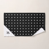Script Monogram White on Black Polka Dot Pattern Badhandtuch Set (Handtuch)
