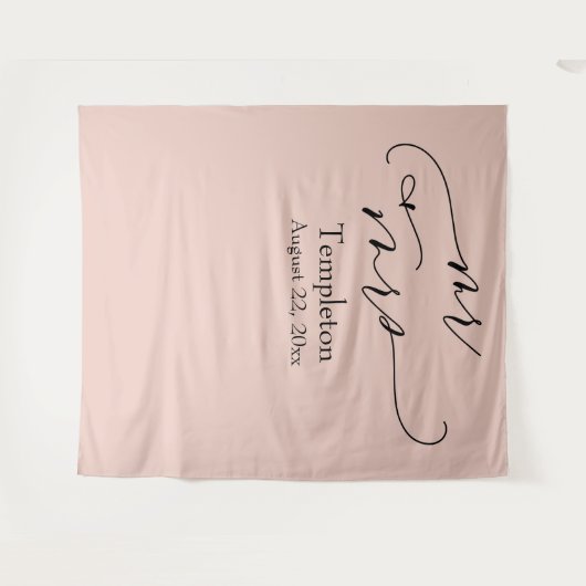 Script Mr. & Mrs Simple Blush Foto Hintergrund Wandteppich (Vorderseite (Horizontal))