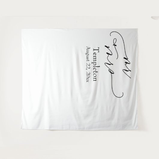 Script Mr. & Mrs. Simple Links Aligned Foto Hinter Wandteppich (Vorderseite (Horizontal))