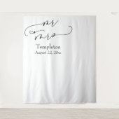 Script Mr. & Mrs. Simple Links Aligned Foto Hinter Wandteppich (Vorderseite)