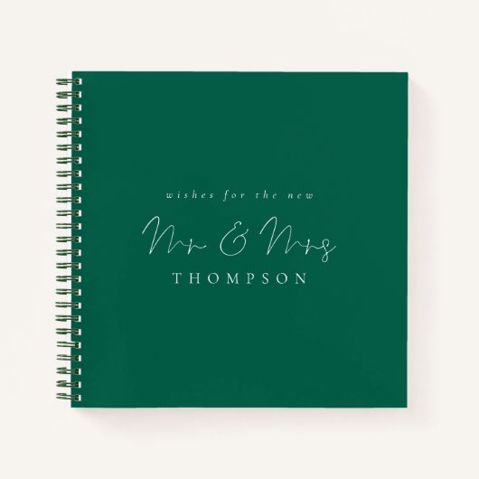 Script Mr. Wedding Emerald Guest Book Notizblock (Vorderseite)