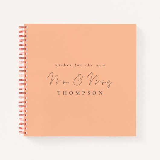 Script Mr. Wedding Peach Guest Book Notizblock (Vorderseite)