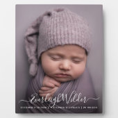 Script Name Baby Foto Birth Stats Plaque Fotoplatte (Vorderseite)