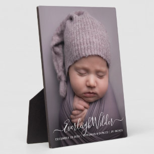 Script Name Baby Foto Birth Stats Plaque Fotoplatte