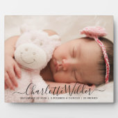 Script Name Baby Foto Birth Stats Plaque Fotoplatte (Vorderseite)