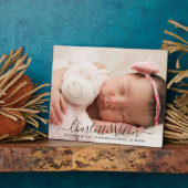 Script Name Baby Foto Birth Stats Plaque Fotoplatte (Seite)