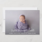 Script Name Baby Girl Foto Geburtshinweise (Vorderseite)