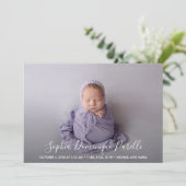 Script Name Baby Girl Foto Geburtshinweise (Stehend Vorderseite)