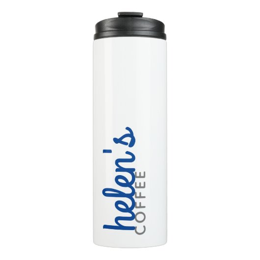 Script Name Coffee Tumbler Custom Gift Navy Blue Thermosbecher (Vorderseite)