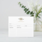 Script Name Gold Monogram Rezept Card (Stehend Vorderseite)