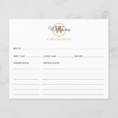 Script Name Gold Monogram Rezept Card (Vorderseite)