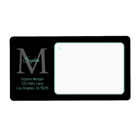 Script Name Large Monogram, Aquamarin & Black Ship (Vorne)