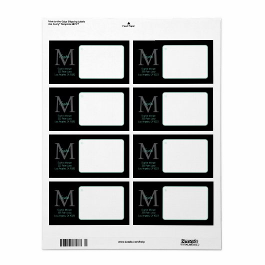 Script Name Large Monogram, Aquamarin & Black Ship (Vorne)