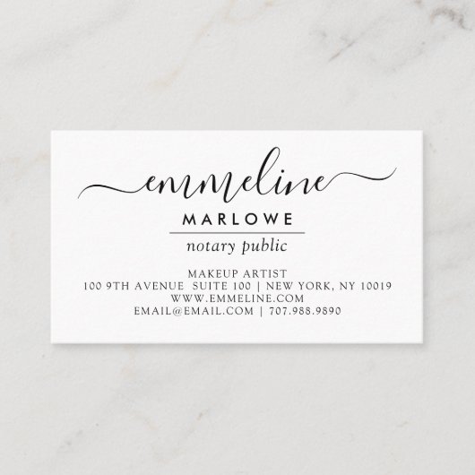 Script Name Makeup Artist Business Card Visitenkarte (Vorderseite)
