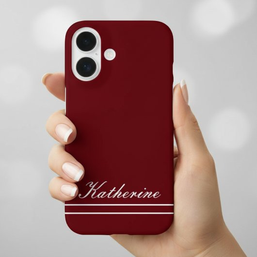 Script Name Minimalist Burgundy Red Case-Mate iPhone Hülle