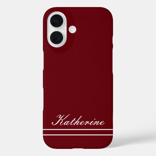 Script Name Minimalist Burgundy Red Case-Mate iPhone Hülle (Rückseite)