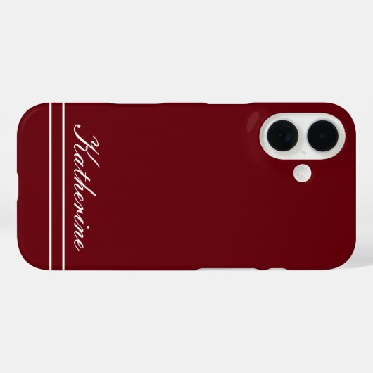Script Name Minimalist Burgundy Red Case-Mate iPhone Hülle (Rückseite (Horizontal))