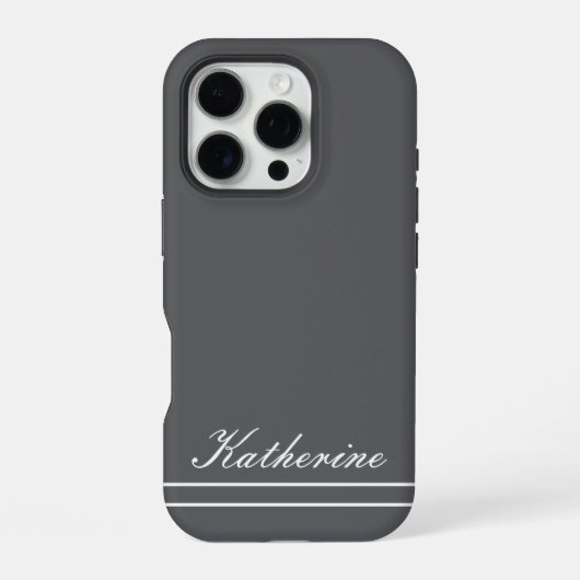Script Name Minimalist Charcoal Gray iPhone Hülle (Rückseite)