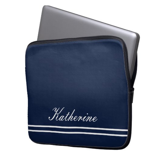 Script Name Minimalist Navy Blue Laptopschutzhülle (Vorderseite Links)