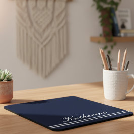 Script Name Minimalist Navy Blue Mousepad