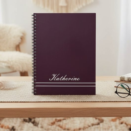 Script Name Minimalist Plum Notizblock