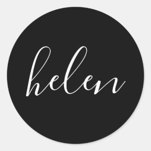 Script Name Personalisiert Black Elegant Runder Aufkleber