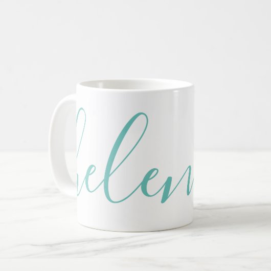 Script Name Personalisiert Custom Aqua Blue Tasse  (Vorderseite Links)