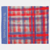 Script Name tartan rot grau moderne Aquarell Fleecedecke (Vorderseite (Horizontal))