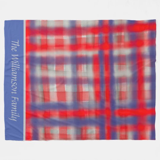 Script Name tartan rot grau moderne Aquarell Fleecedecke (Vorderseite (Horizontal))