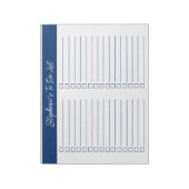 Script Navy Blue 8.5x11 Two Column Checklist Notizblock (Rotiert)