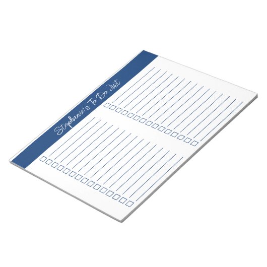 Script Navy Blue 8.5x11 Two Column Checklist Notizblock (angewinkelt)