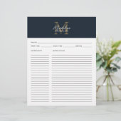 Script Navy Blue Metallic Gold Monogram Recipe (Stehend Vorderseite)